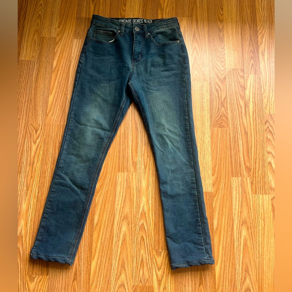 Vintage Genes Black Denim Slim Fit Dark Wash Jeans Skinny Womens 28W x 30L